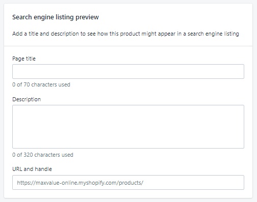 Shopify Product Search Engine Listing Preview