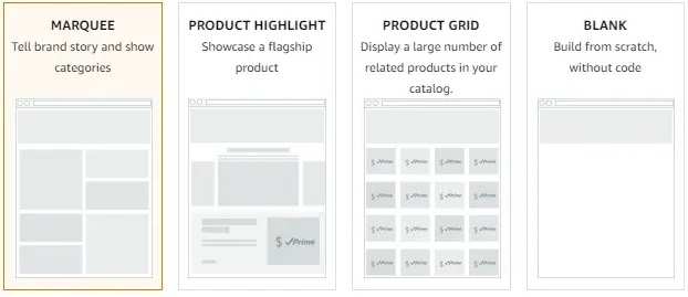 Amazon storefront layouts